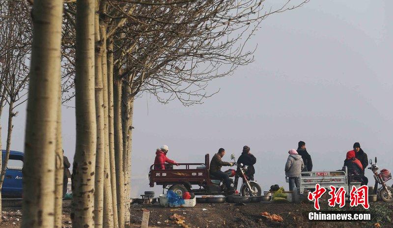 圖為12月1日，104國道靜?？h城附近，104國道靜海縣城附近，高速旁邊形成的黑市。田寶希 攝 圖片