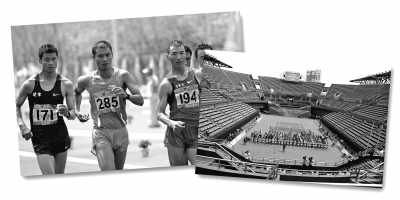 左圖:5月10日,遼寧隊(duì)選手耿志耀(左一)在十二運(yùn)男子50公里競(jìng)走比賽中。 　　新華社記者 李 鋼攝 　　右圖:6月10日,十二運(yùn)網(wǎng)球團(tuán)體賽在大連正式開(kāi)拍,部分比賽遭遇了“零觀眾”的尷尬場(chǎng)面。 　　人民視覺(jué)