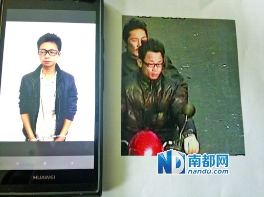 叉車司機(jī)肖東。飛車搶奪嫌疑人(戴眼鏡者)。