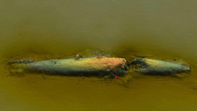 圖為U-78潛艇的聲納掃描圖。