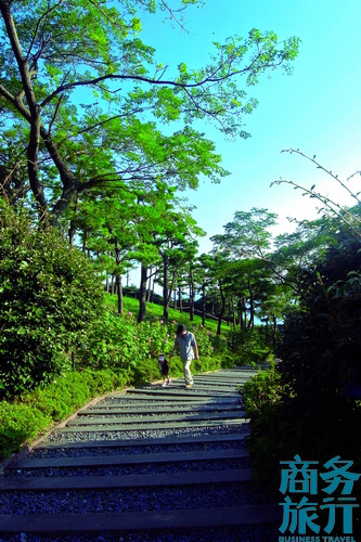 很多父母會(huì)帶著孩子在步行道漫步。