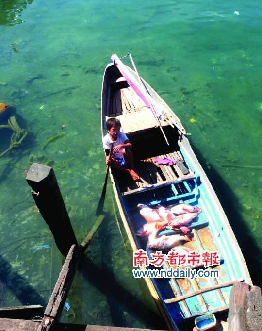 漁船上的孩子。