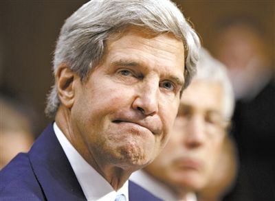 3日，克里在參院聽證會(huì)上。