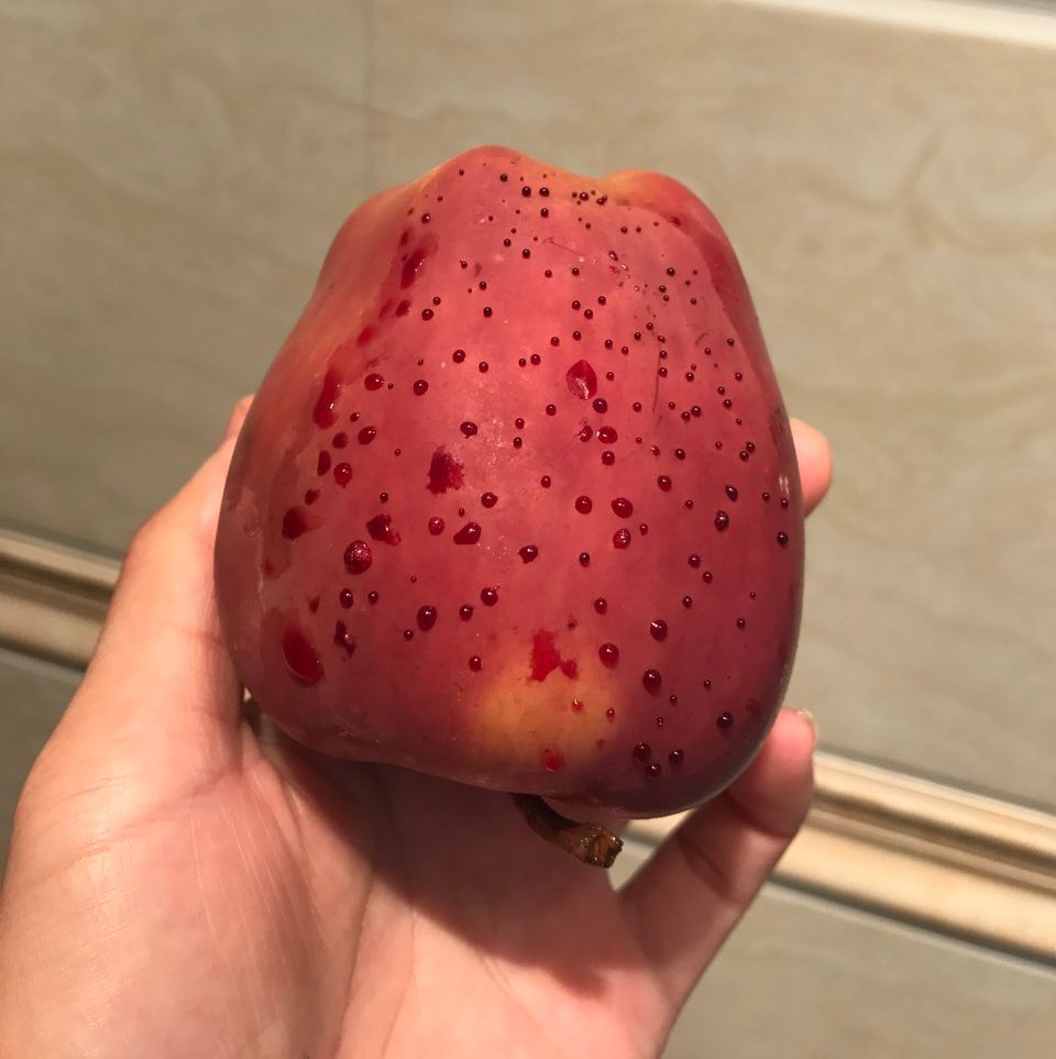 嚇懵！女子用熱水泡蘋果結(jié)果冒出血珠 咋回事？