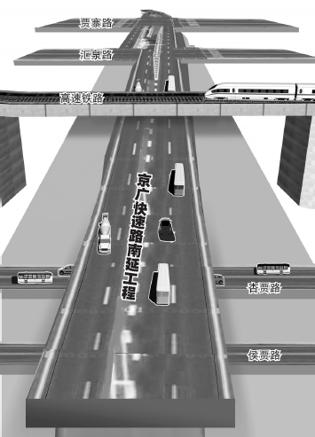 在與南四環(huán)交叉口設(shè)置全互通立交，跨越豫一路、中州大道后和繞城高速銜接，在中州大道和繞城高速建設(shè)組合立