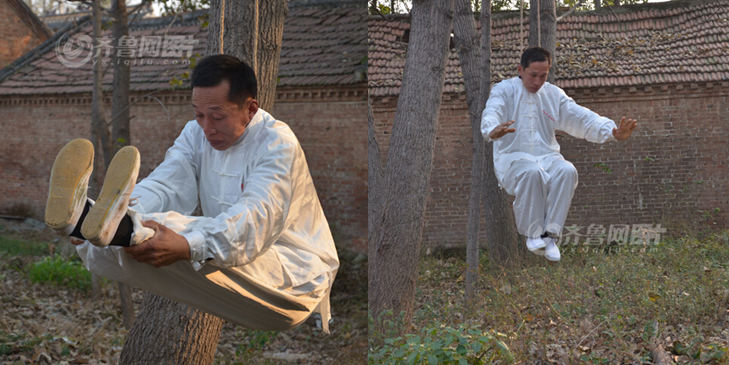山東武術達人修煉“仙人掛畫” 山東武術達人修煉“仙人掛畫”