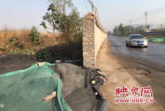 一墻之隔，一邊是道路，一邊是垃圾和荒草，市民質(zhì)疑其為遮羞墻。