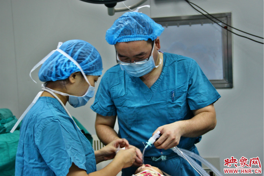 醫(yī)生正在對小龍進行麻醉后的觀察。