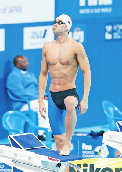 8月6日，寧澤濤在比賽前。新華社發(fā)