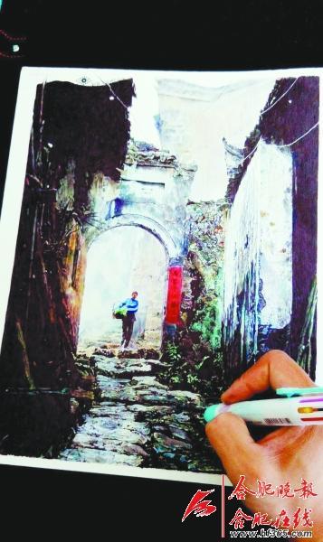 六色圓珠筆畫(huà)出的畫(huà)作