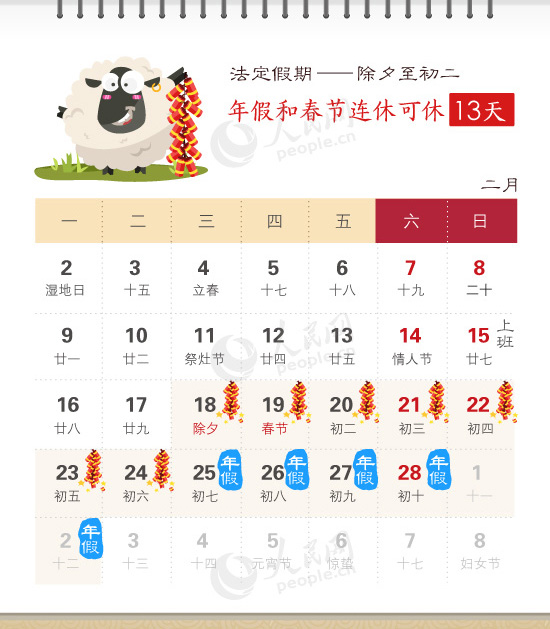 2015春節(jié)最實(shí)惠休假攻略 年假春節(jié)連休可休18天 2015春節(jié)最實(shí)惠休假攻略 年假春節(jié)連休可休18天